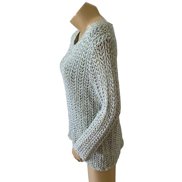 ALFRED DUNNER Womens Size Large Sparkly Mint Green Scoop Neck Pullover Sweater - Picture 2 of 7